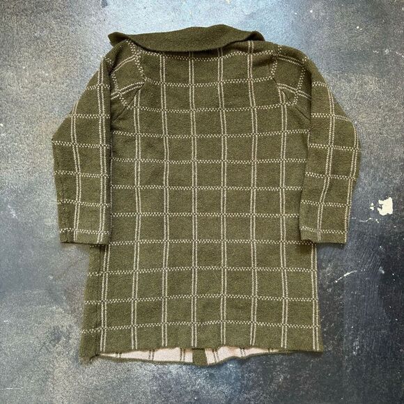 Staccato Womens Windowpane Knit Open Front Cardigan Sweater Olive Green Large - Picture 6 of 10